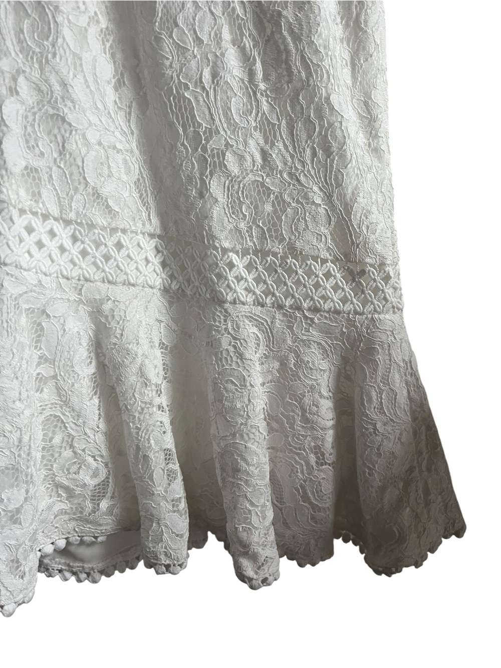 Eliza J Ivory Flounce Lace Dress Size 10 - Picture 12 of 16